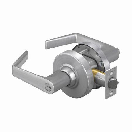 Schlage Commercial Entry Office Saturn Lever C Keyway, 2-3/4" Deadlatch, ANSI Strike Satin Chrome ALX50PSAT626